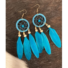 Orecchini piume dreamcatcher turquoise