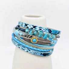 Bracciale inserto piuma color turchese