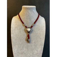 Collana regolabile intrecciata in alcantara Red with White Heart