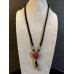 Collana regolabile intrecciata in alcantara Black with Red Heart