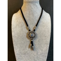 Collana regolabile intrecciata in alcantara Black with Silver Horseshoe