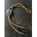 Collana / Bolo Brown with Feather Buckle and Blue Stone