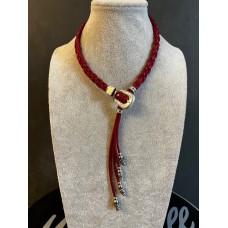 Girocollo con fibbietta - intreccio a mano Dark Red