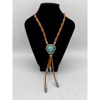Collana / Bolo brown with Turquoise Heart Buckle 