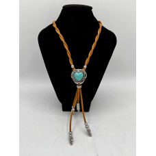 Collana / Bolo brown with Turquoise Heart Buckle 