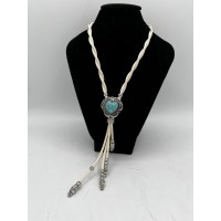 Collana / Bolo white with Turquoise Heart Buckle 