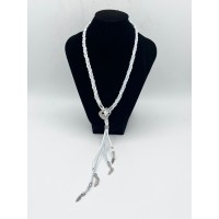 Collana/girocollo con fibbietta - intreccio a mano White Azur