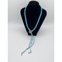 Collana/girocollo con fibbietta - intreccio a mano White Blue