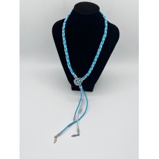Collana/girocollo con fibbietta - intreccio a mano White Blue