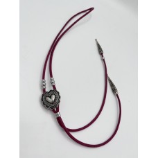 Collana Regolabile Burgundy with Heart Silver
