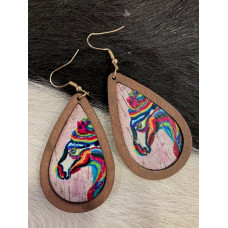 Orecchini horse head in legno