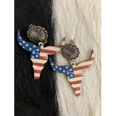Orecchini in legno longhorn USA flag