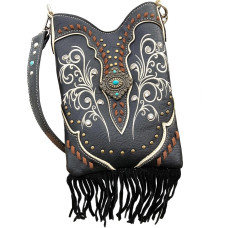 Borsetta Western Messenger Floral Black