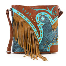 Borsa Western Fashion Turquoise Shoulder Bag in Ecopelle