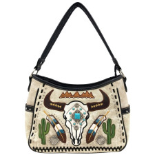 Borsa in Ecopelle Beige Feathers Cactus Longhorn Borsa in Ecopelle Beige Feathers Cactus Longhorn