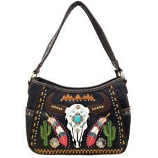 Borsa in Ecopelle Black Feathers Cactus Longhorn Borsa in Ecopelle Black Feathers Cactus Longhorn