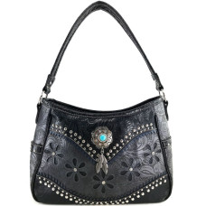 Borsa in Ecopelle Black Concho Feather Borsa in Ecopelle Black Concho Feather