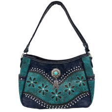Borsa in Ecopelle Turquoise Concho Feather Borsa in Ecopelle Turquoise Concho Feather