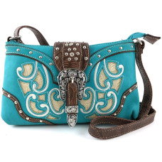Borsa in ecopelle Western Floral Turquoise Borsa in ecopelle Western Floral Turquoise