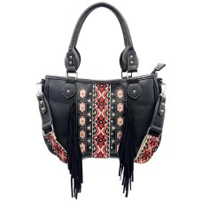 Borsa in Ecopelle Black Fringes