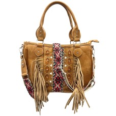 Borsa in Ecopelle Tan Fringes