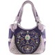 Borsa in Ecopelle Concho and Flowers Purple