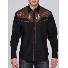 Camicia Rodeo Clothing Brown On Black Camicia Rodeo Clothing Brown On Black
