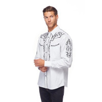 Camicia Da Uomo A Righe Con Aquila Ricamata Sulla Schiena White - Foto 6