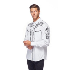 Camicia Rodeo Clothing White Black Emboidered