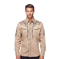 Camicia Rodeo Clothing Sand Black Emboidered Camicia Rodeo Clothing Sand Black Emboidered