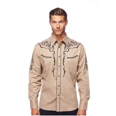 Camicia Rodeo Clothing Sand Black Emboidered Camicia Rodeo Clothing Sand Black Emboidered