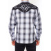 Camicia Rodeo Clothing Flames Black White Checked Camicia Rodeo Clothing Flames Black White Checked