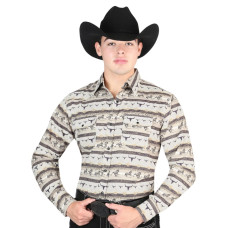 Camicia Uomo Oanviso Stile Cowboy, Stampa Vintage Floreale, Regular Fit, Maniche Lunghe, Per Carnevale
