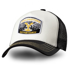 Cappellino Trucker Yellowstone Dutton Ranch White&Black Cappellino Trucker Yellowstone Dutton Ranch White&Black