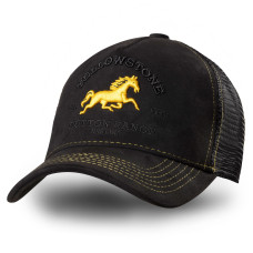 Cappellino Trucker Yellowstone Dutton Ranch Running Horse Black