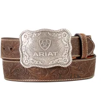 Cintura in pelle Ariat Buckle Logo Brown