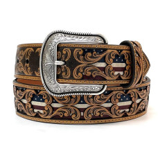 Cintura in pelle 3D Tooled Overlay USA Flag Cintura in pelle 3D Tooled Overlay USA Flag