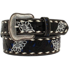 Cintura in pelle di toro Nocona Floral Black Blue Cintura in pelle di toro Nocona Floral Black Blue