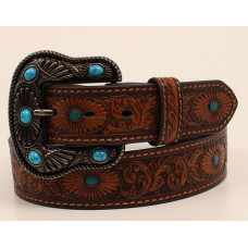 Cintura in pelle Nocona Emboidered Brown with Turquoise Cintura in pelle Nocona Emboidered Brown with Turquoise