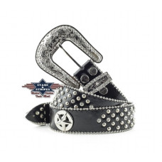 Cintura in pelle Stars & Stripes Black and Stars
