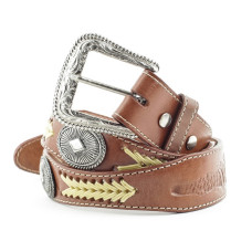 Cintura in pelle Stars & Stripes Oval Conchos