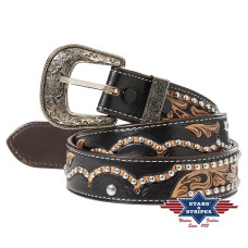 Cintura in pelle Stars & Stripes Hand Black Brown