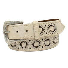 Cintura in pelle Ariat Crackle Sunburst White