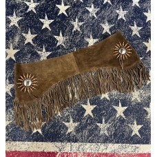 Cinturone in pelle con frange Brown 