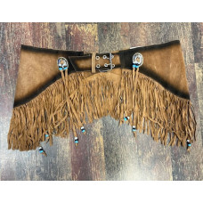 Cinturone in pelle con frange light brown