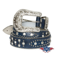 Cintura in pelle Stars & Stripes Stone Blue