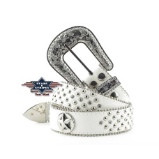 Cintura in pelle Stars & Stripes White and Stars