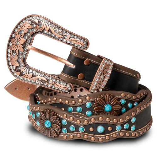 Cintura Donna Western Con Fibbia A Motivo Mucca – Stile Cowgirl, PU Morbido, Larga 2,9 Cm (Lunghezza 100 Cm)