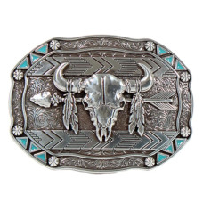 Fibbia Nocona Floral Bull Skull