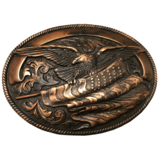 Fibbia Nocona Eagle with American Flag Antique Brass Fibbia Nocona Eagle with American Flag Antique Brass